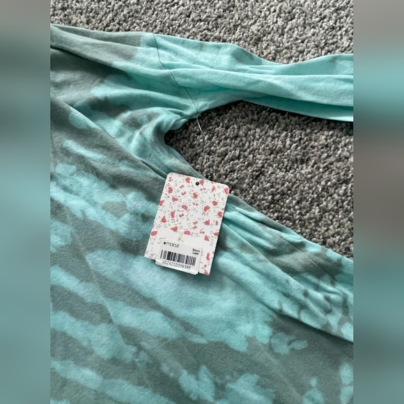 Nwt Free People We The Free Shirt Coastal Grey Mint‎ Green Tie Dye 3/4 Sleeves - Picture 5 of 7